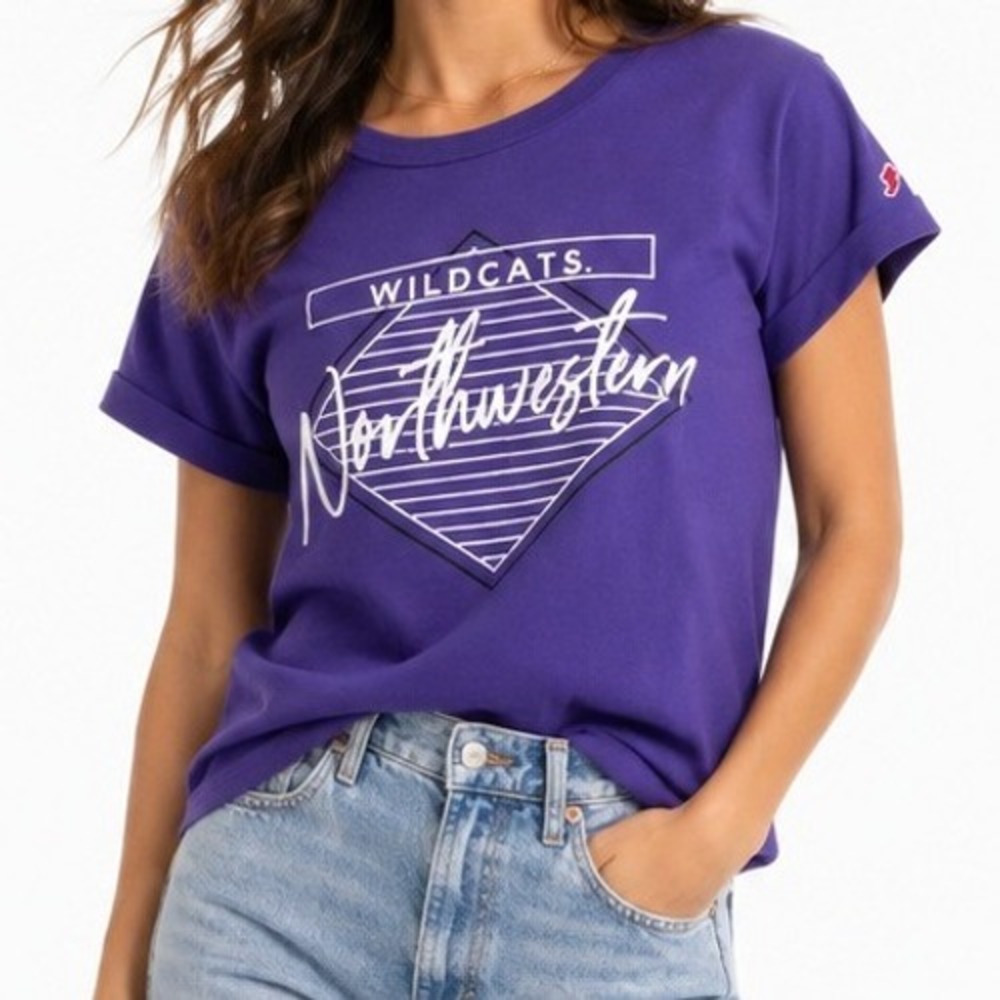 League 91 Northwestern Wildcats Purple Graphic T-Shirt Small Recycled Materials